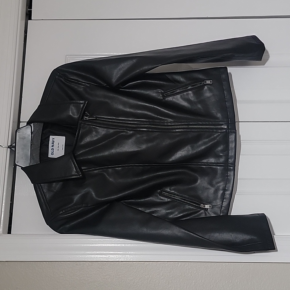 OLD NAVY Girls Faux Leather Moto Jacket Size XL 14/16